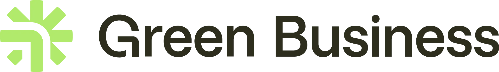 Logo for 'Green Business' with a green leaf symbol on a white background