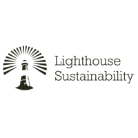 Lighthouse Sustainability logo with a black lighthouse icon on a white background
