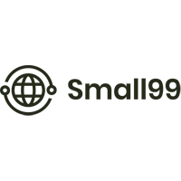 Black logo of 'Small99' with a globe symbol on a white background